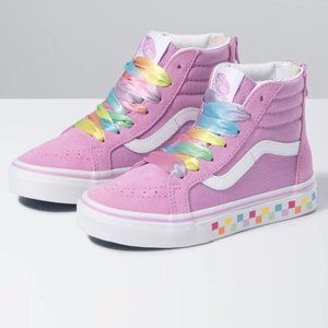 Vans rainbow lace sk8-hi zip girls shoes brand new